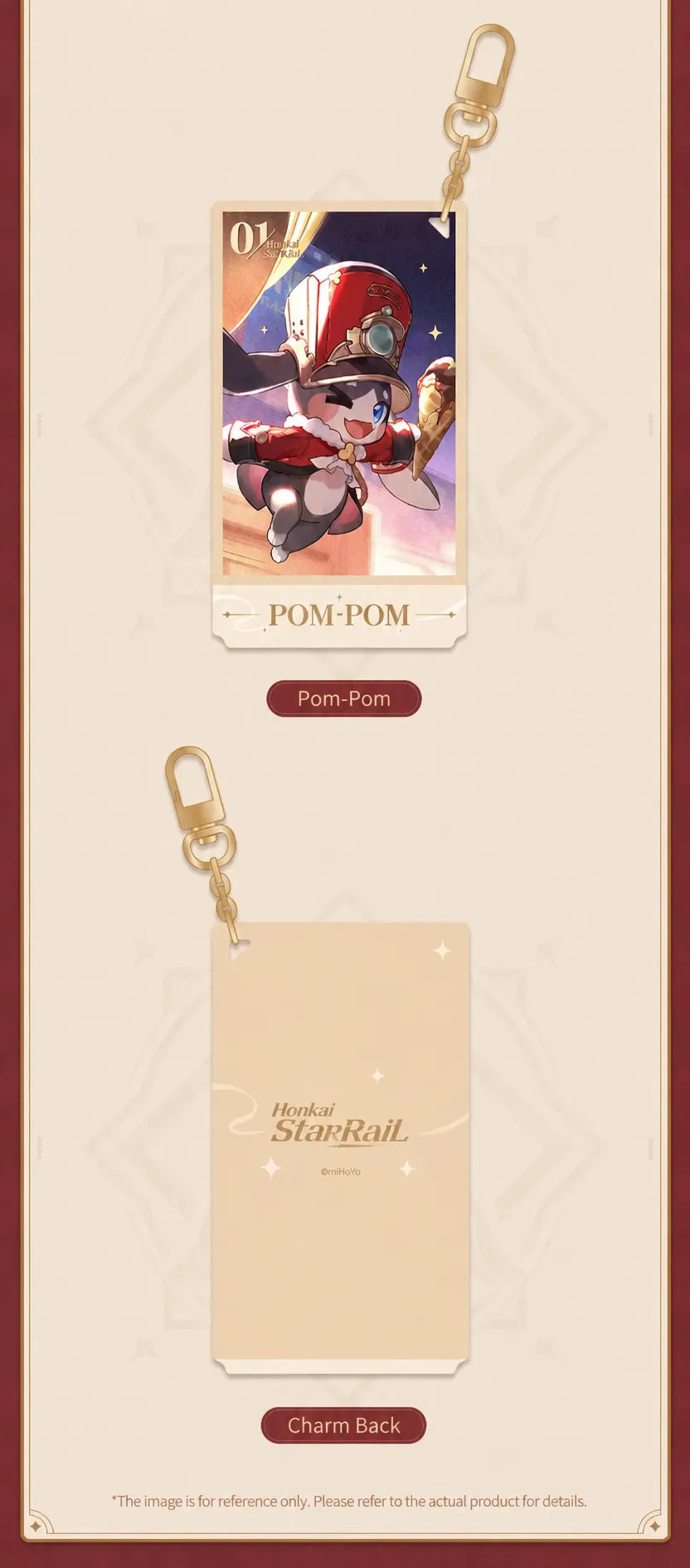 Festive Gifts Series Pom-Pom Acrylic Charm with front and back design