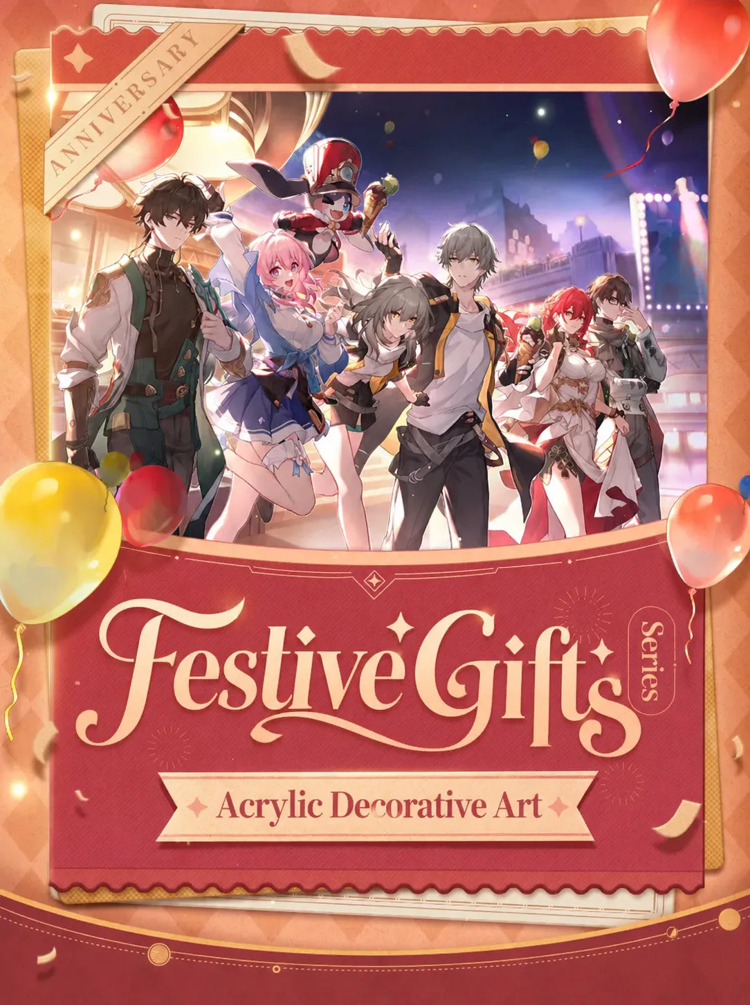 Festive Gifts Series Astral Express Acrylic Decorative Art featuring Dan Heng, March 7th, Pom-Pom, Trailblazer, Himeko, and Welt