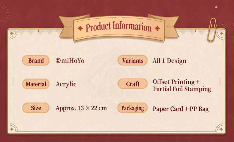 Honkai: Star Rail Astral Express Acrylic Decorative Art product specifications and materials