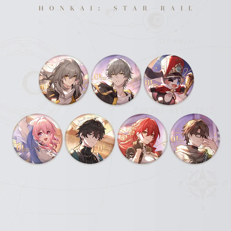 Honkai: Star Rail Festive Gifts Series Badges featuring seven character designs