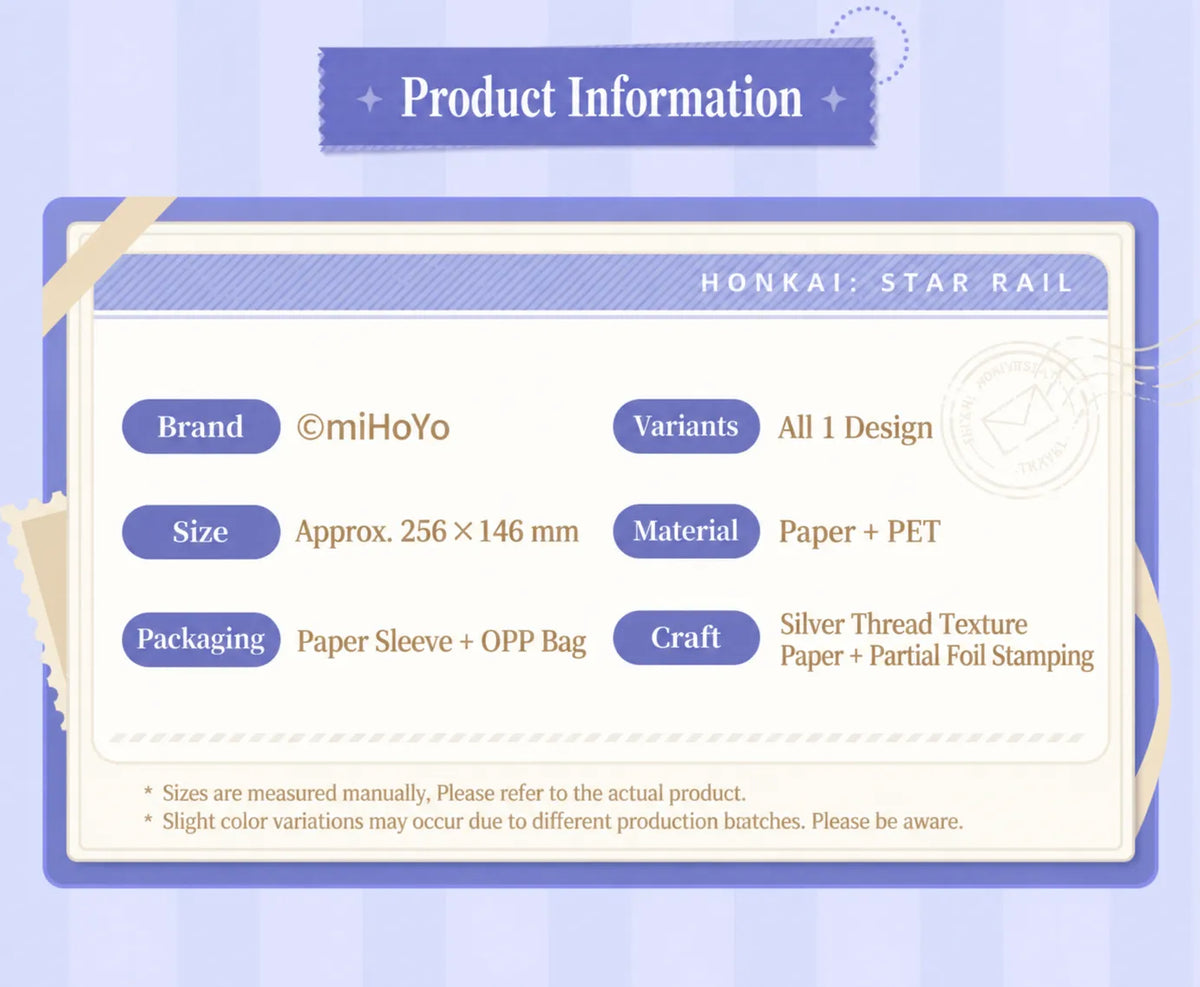 Honkai: Star Rail Festive Gifts PET Shikishi Art Board product specifications and materials