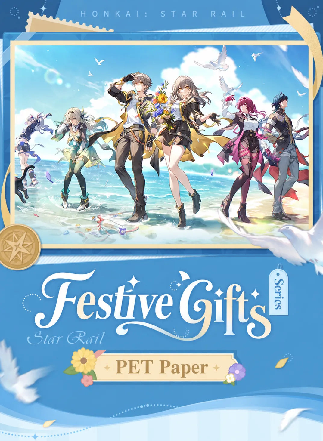 Festive Gifts Series Seaside PET Shikishi Art Board featuring Trailblazer, Firefly, Silver Wolf, Kafka, and Blade