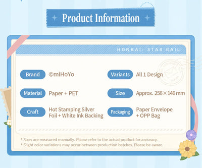 Honkai: Star Rail Seaside PET Shikishi Art Board product specifications and materials