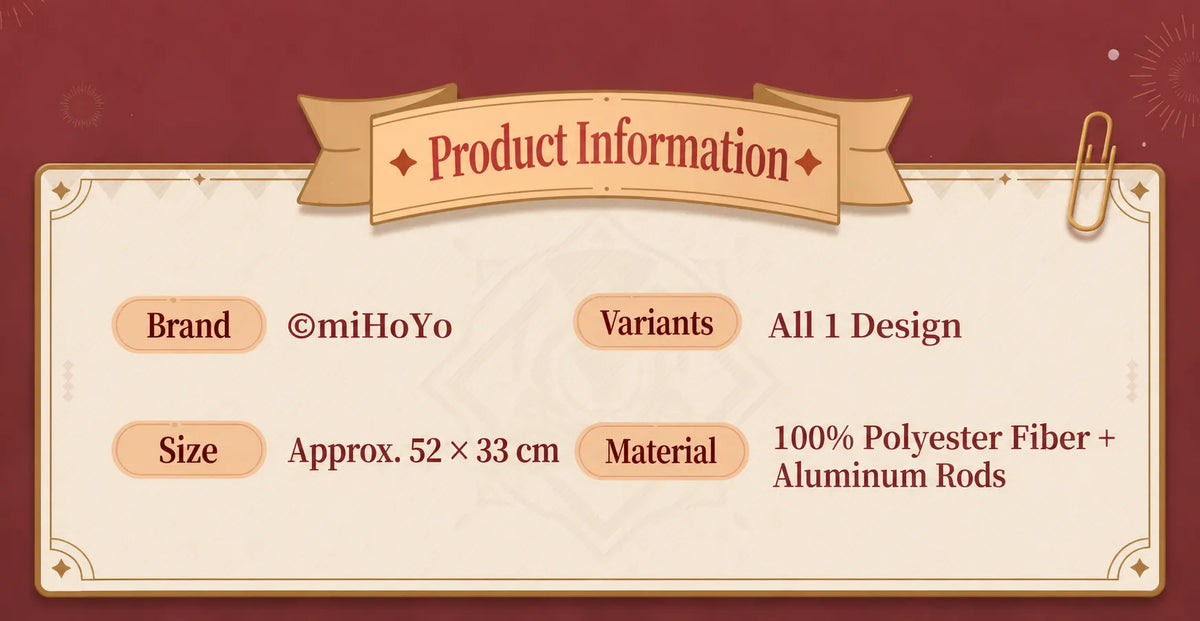 Honkai: Star Rail Festive Gifts Wall Scroll product specifications with polyester fabric and aluminum rods