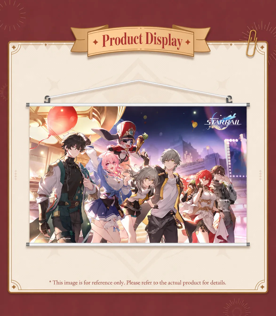 Festive Gifts Series Wall Scroll with anniversary character artwork and hanging rods