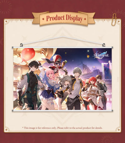 Festive Gifts Series Wall Scroll with anniversary character artwork and hanging rods
