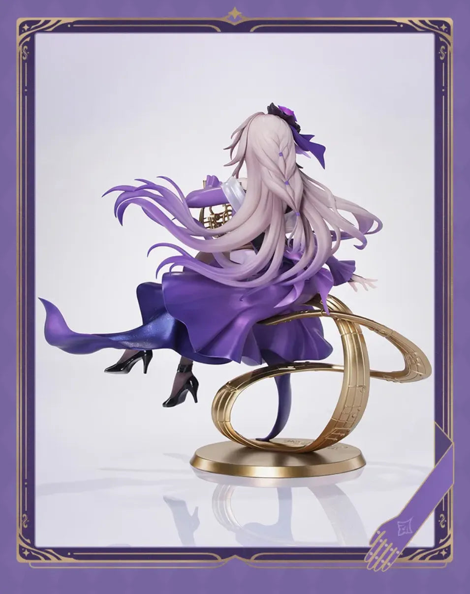 The Herta figure rear view showing flowing hair and purple gown