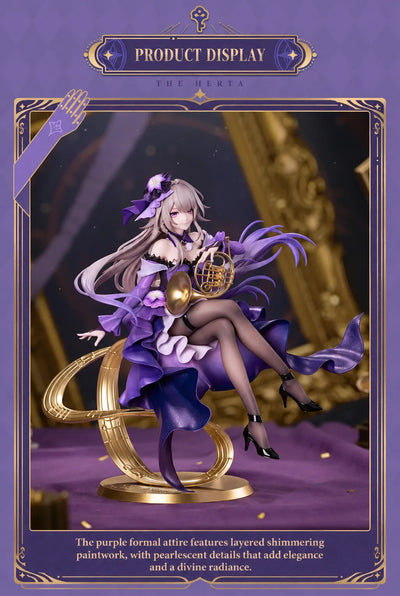 The Herta LIVE Ver. figure face and golden French horn close-up