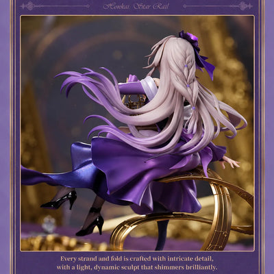The Herta figure purple dress, stockings and engraved display base details
