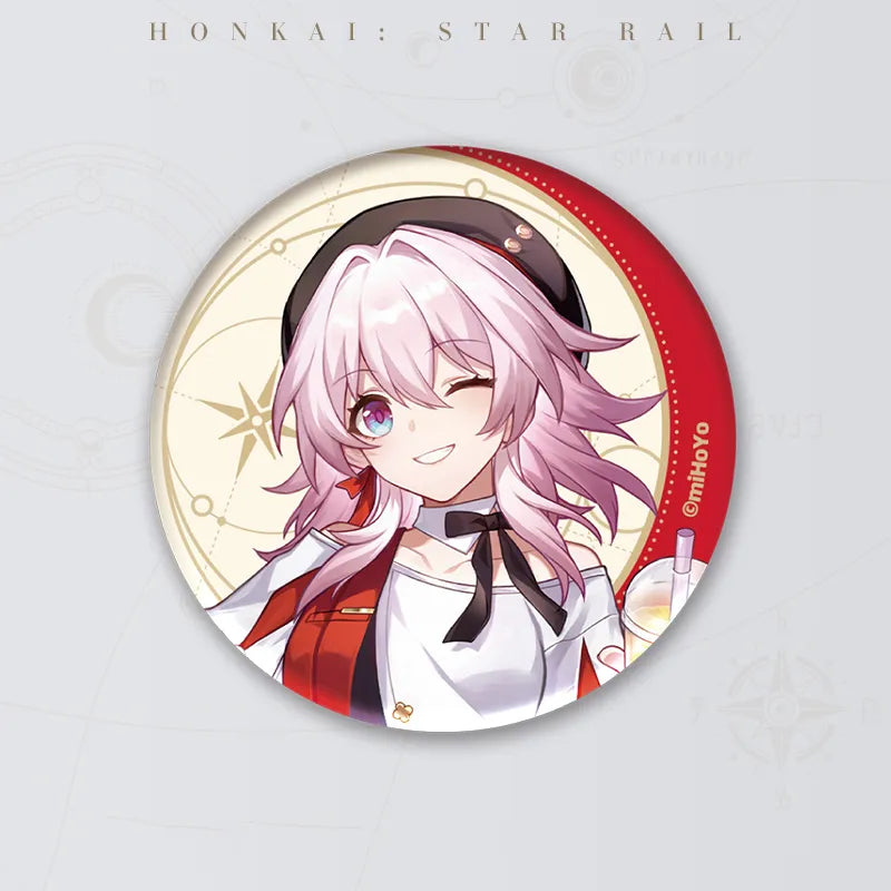 Gourmet Sailing Series March 7th A Ver. collectible badge featuring her red outfit and drink