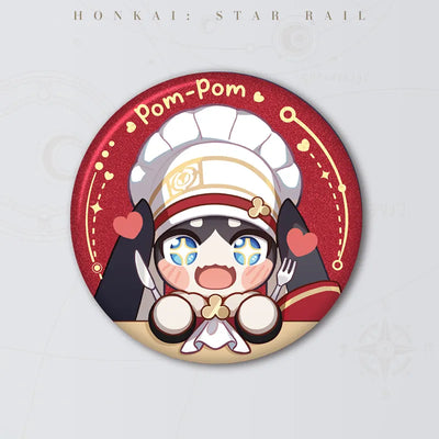 Gourmet Sailing Series Pom-Pom collectible badge featuring a cheerful chef outfit