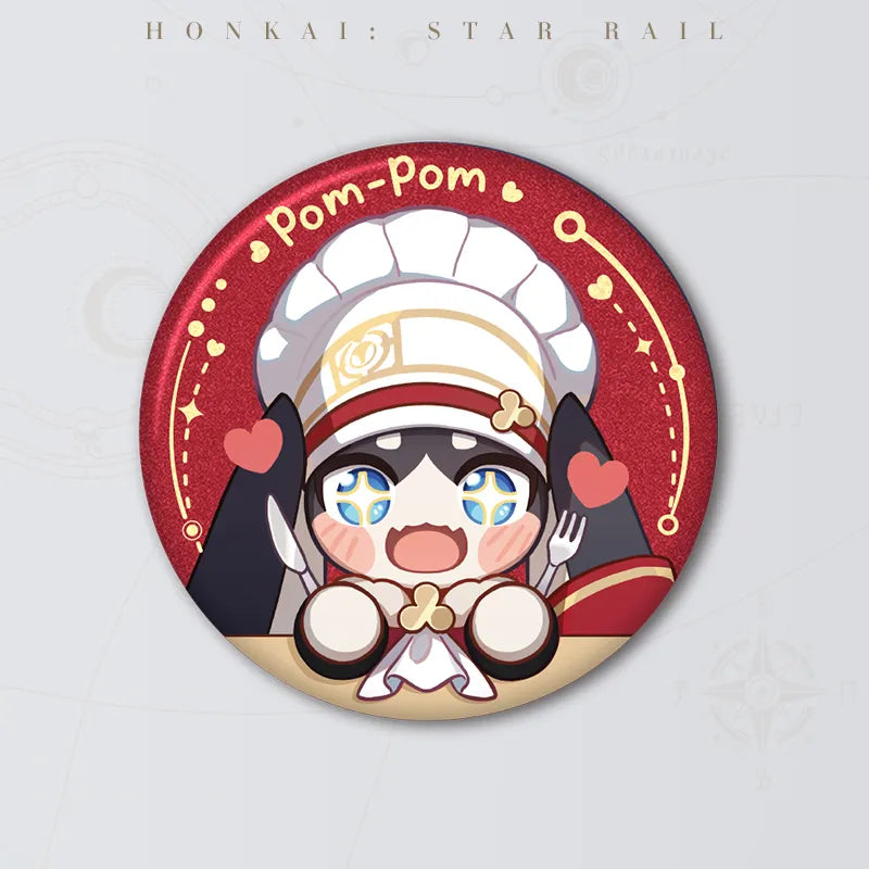Gourmet Sailing Series Pom-Pom collectible badge featuring a cheerful chef outfit