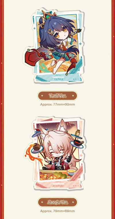 Yunli and Jiaoqiu chibi acrylic standees with character dimensions