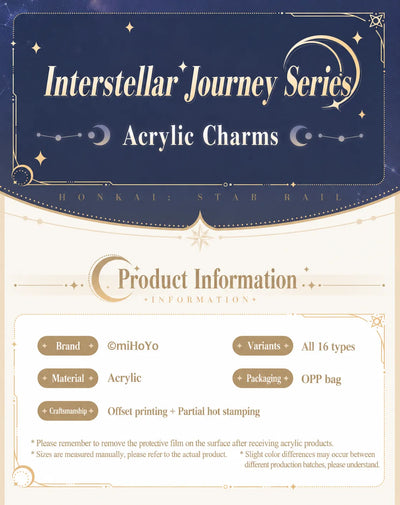 Interstellar Journey Series Acrylic Charms product information and craftsmanship