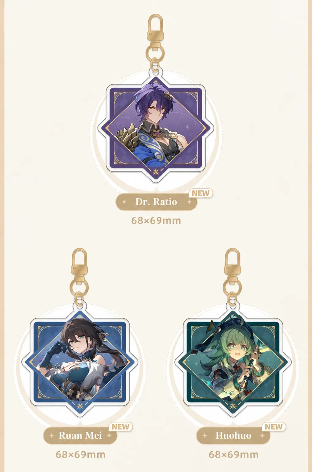 Dr. Ratio, Ruan Mei and Huohuo Interstellar Journey Series Acrylic Charms