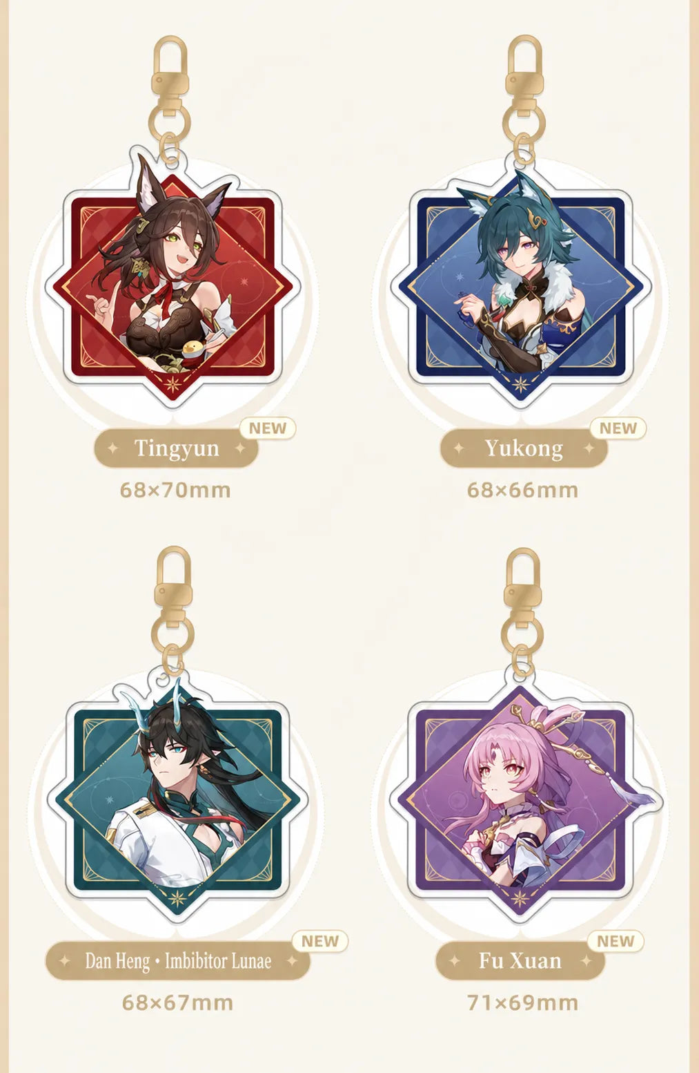 Tingyun, Yukong, Dan Heng • Imbibitor Lunae and Fu Xuan Acrylic Charms