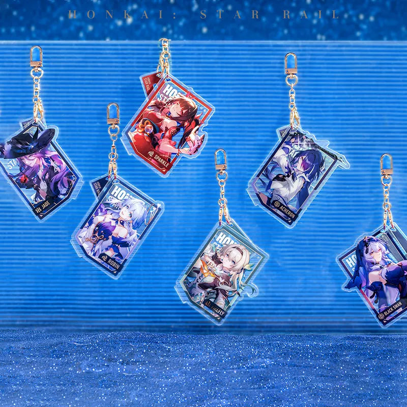 Interstellar Journey Series acrylic charms and display stands featuring Honkai: Star Rail characters