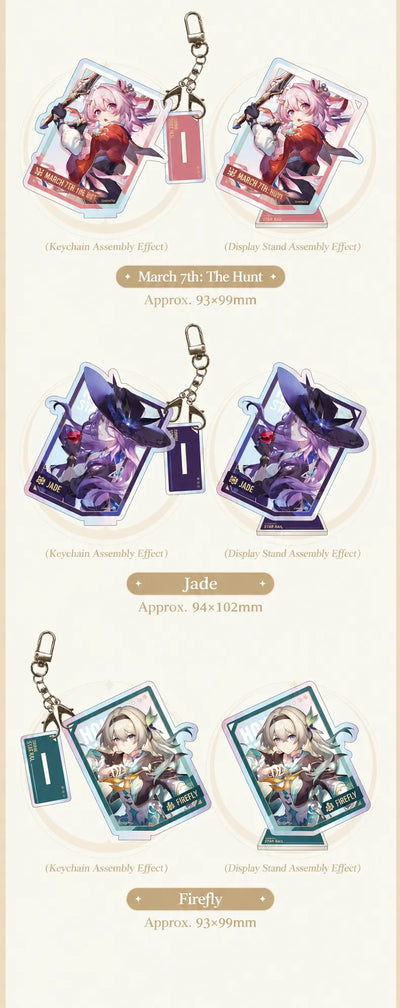 March 7th: The Hunt, Jade and Firefly acrylic charms and display stands