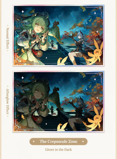 The Crepuscule Zone acrylic art board showing normal and glow-in-the-dark effects