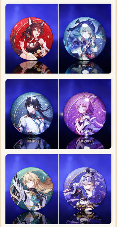 Honkai: Star Rail character badges with reflective finish