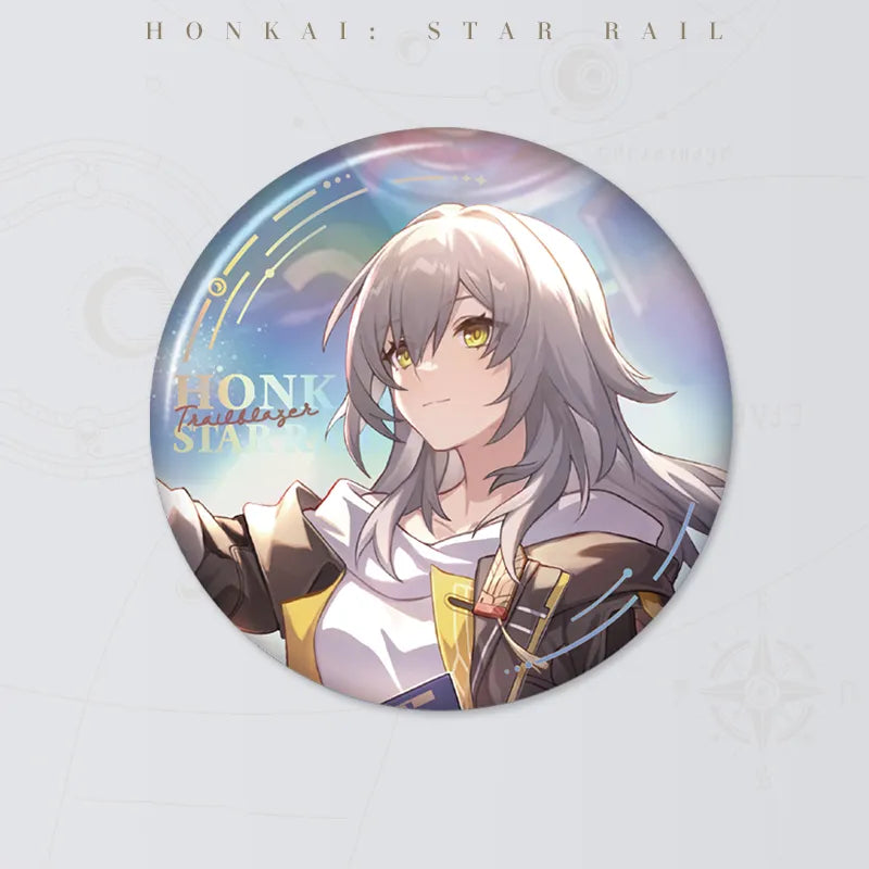 Honkai Star Rail LAND Series Trailblazer Stelle tinplate badge with colorful character artwork