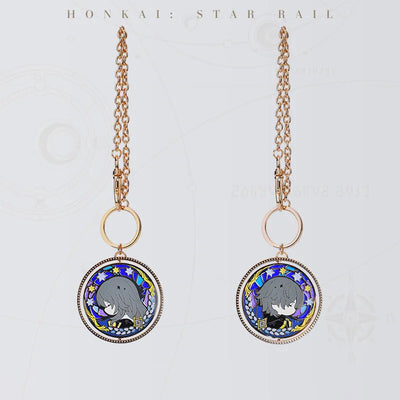 Honkai Star Rail LAND Series Trailblazer keychain featuring Stelle and Caelus designs on opposite sides