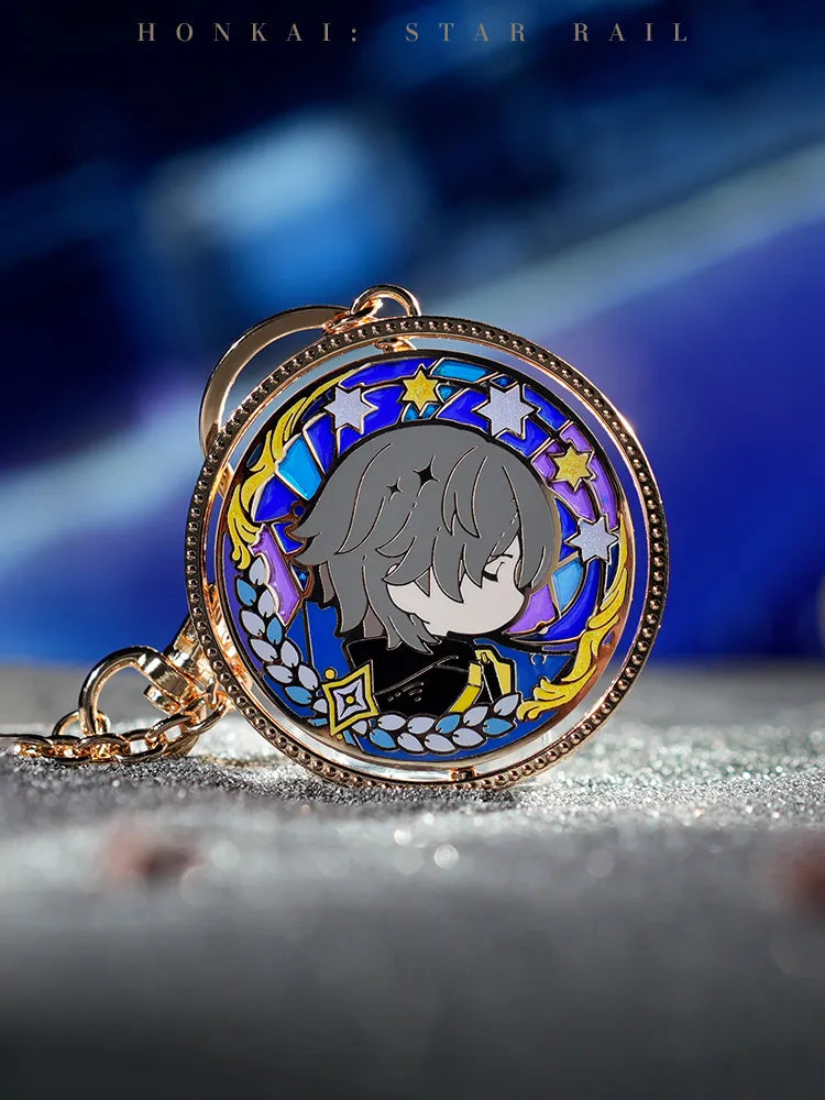 Trailblazer double-sided keychain featuring colorful star motifs and detailed zinc alloy craftsmanship