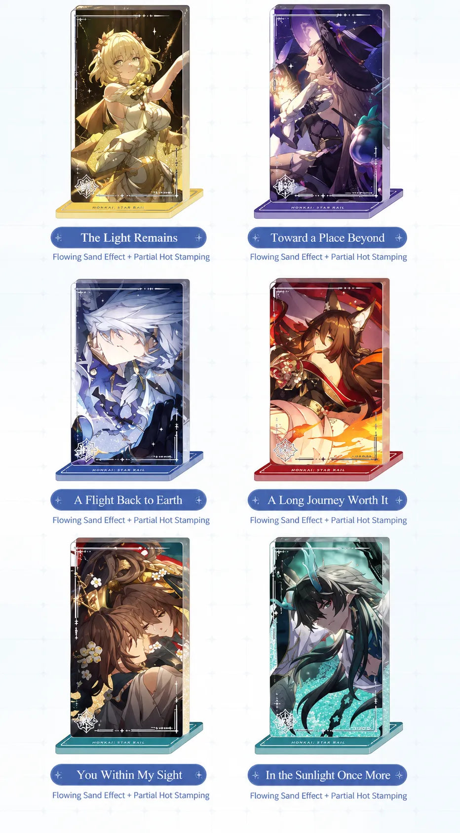 Honkai: Star Rail Light Cone Series acrylic standees with Light Cone artwork