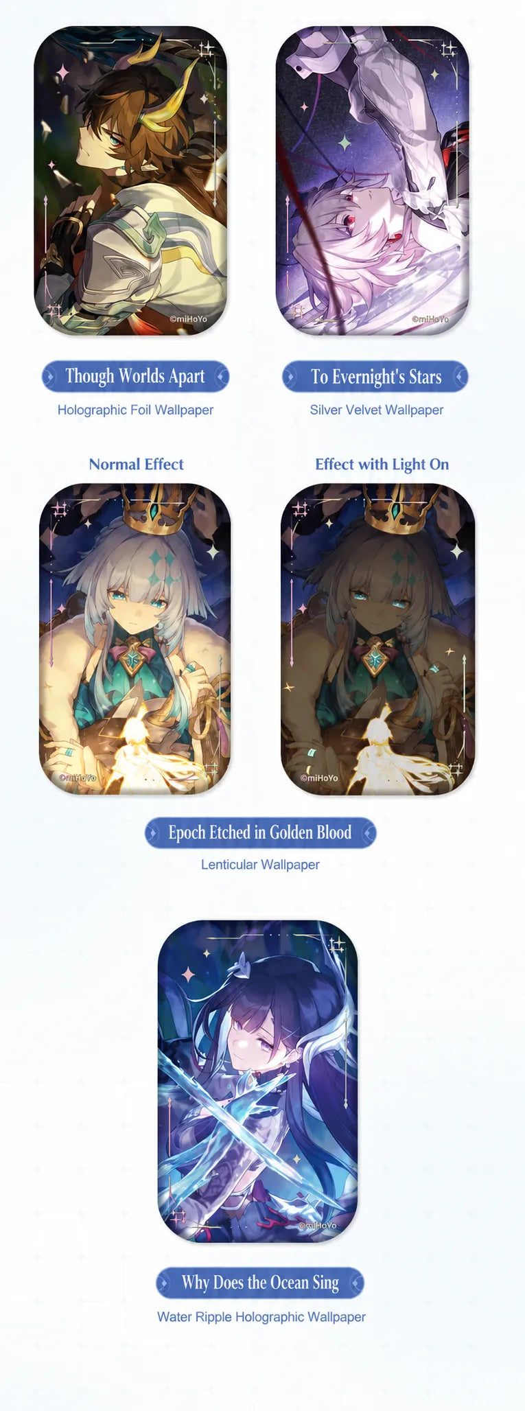 Honkai: Star Rail Light Cone badge designs featuring Acheron and other characters