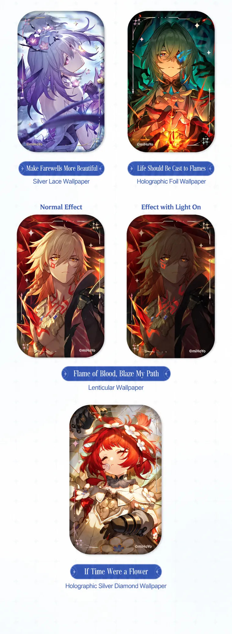 Honkai: Star Rail Light Cone badge designs featuring The Herta and other characters