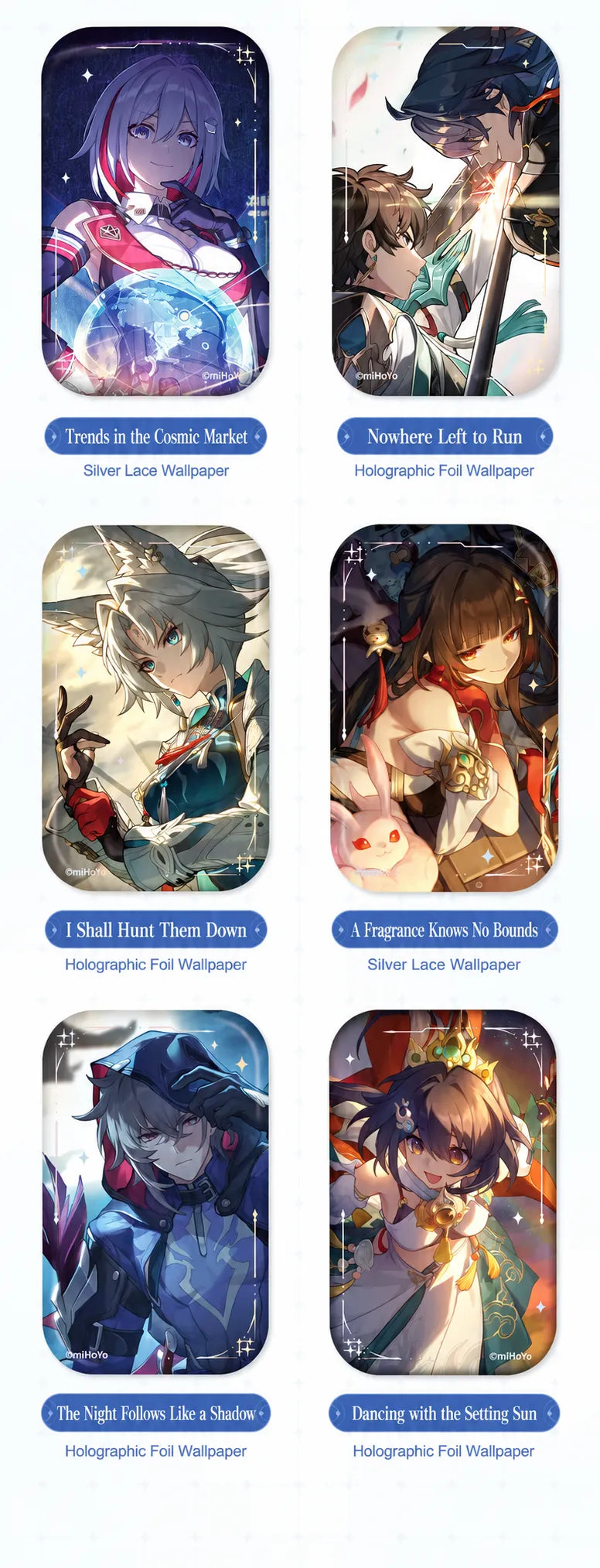 Honkai: Star Rail Light Cone badge designs featuring Firefly, Robin, and other characters