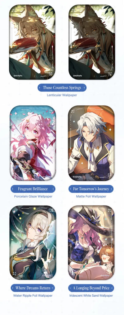 Honkai: Star Rail Light Cone badge designs featuring Acheron, Sparkle, and Aventurine