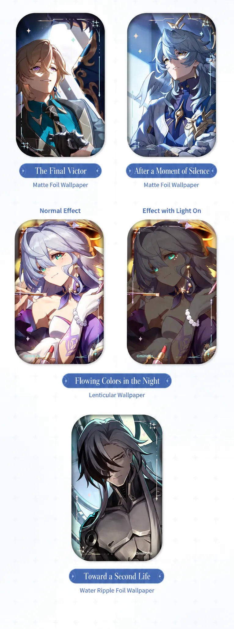 Honkai: Star Rail Light Cone badge designs featuring Jingliu and other characters