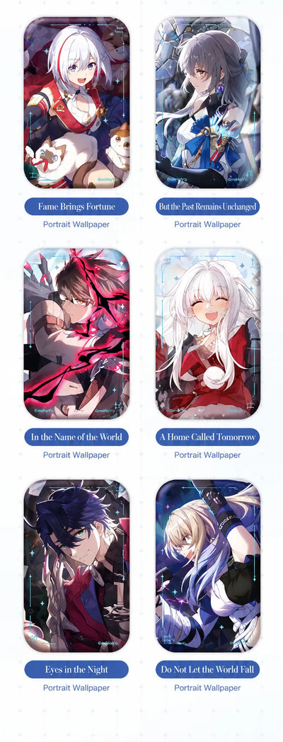 Honkai: Star Rail Light Cone badge designs featuring Kafka and Silver Wolf