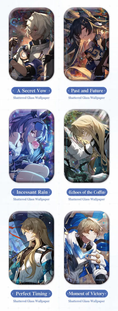 Honkai: Star Rail Light Cone badge designs featuring March 7th and Dan Heng