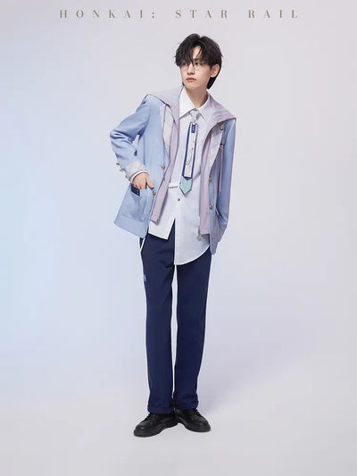 March 7th straight-leg pants with tailored navy design