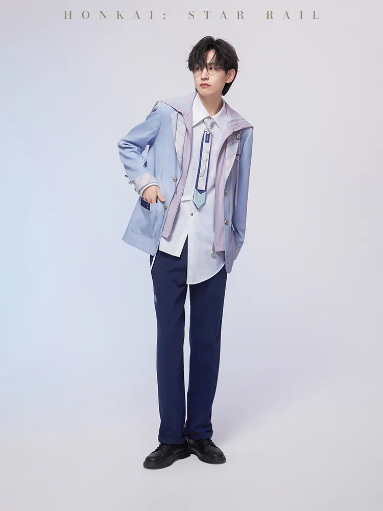 March 7th straight-leg pants with tailored navy design
