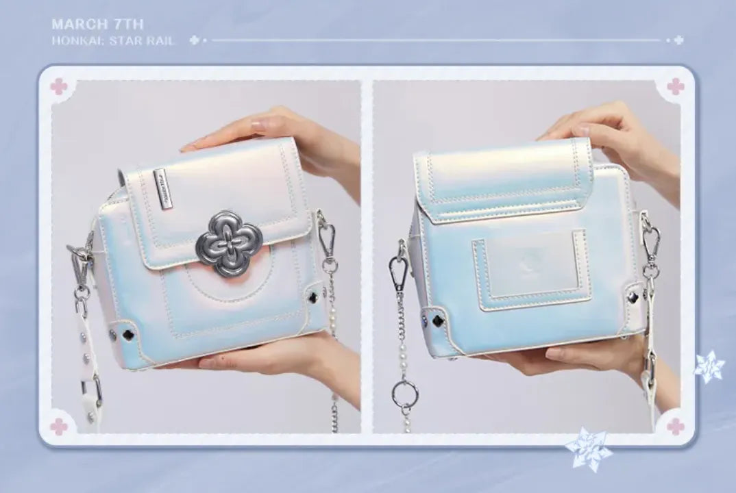 March 7th iridescent shoulder bag front view