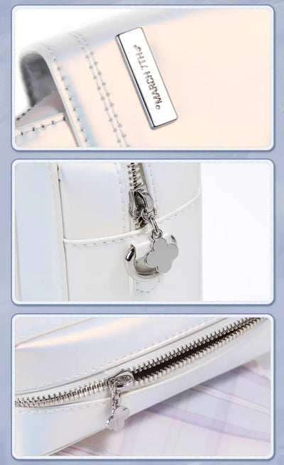 March 7th shoulder bag flap and floral clasp details