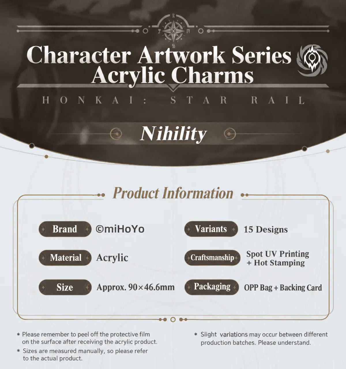 Honkai: Star Rail Character Artwork Series Nihility Acrylic Charms product information
