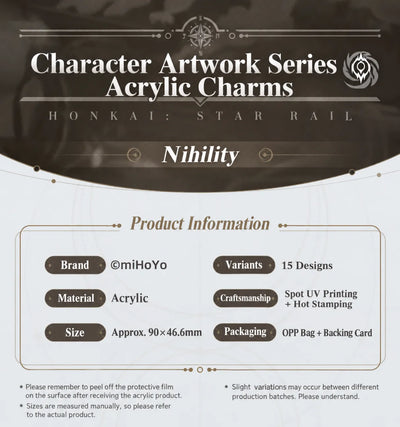 Honkai: Star Rail Character Artwork Series Nihility Acrylic Charms product information