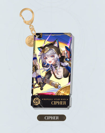 Cipher Nihility acrylic charm with gold-tone clasp