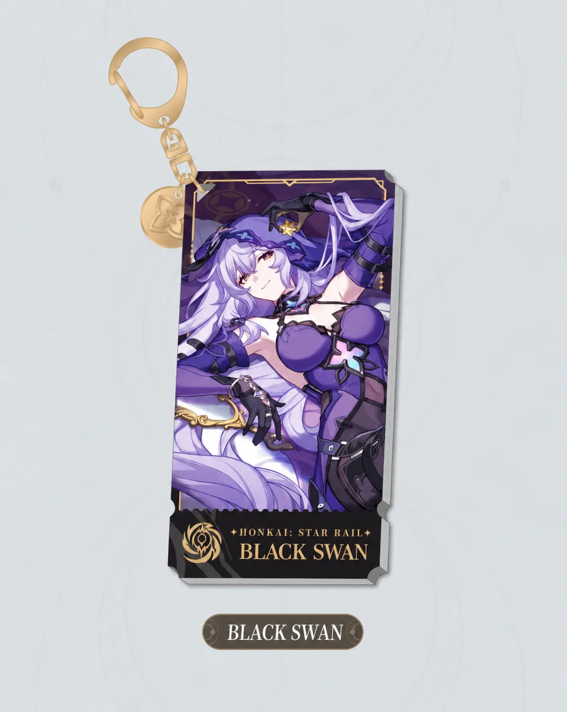 Black Swan Nihility acrylic charm with gold-tone clasp