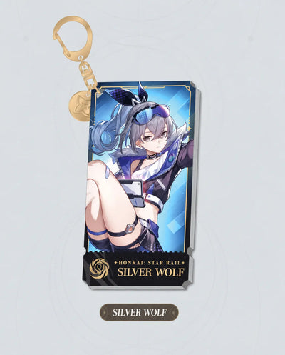 Silver Wolf Nihility acrylic charm with gold-tone clasp