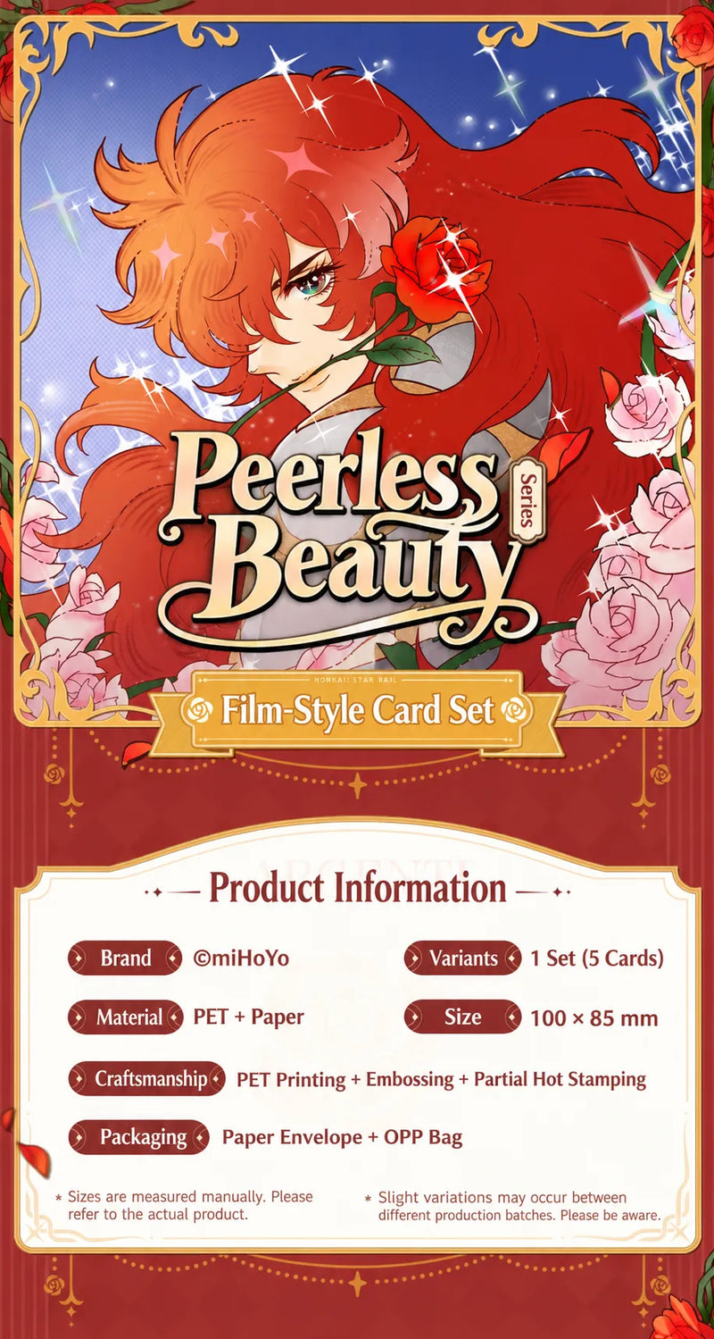 Argenti Film-Style Card Set featuring five collectible cards with rose-themed artwork
