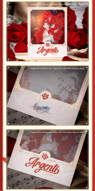 Argenti collectible card displayed upright with decorative shadow effect