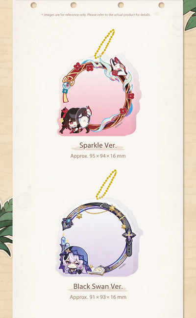 Sparkle and Black Swan Acrylic Badge Display Cases with character-themed frames