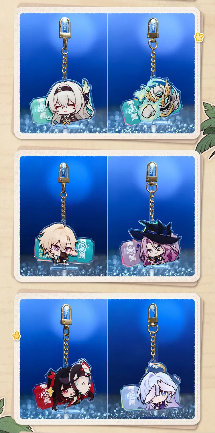Honkai: Star Rail Pom-Pom Gallery Acrylic Charms actual product display