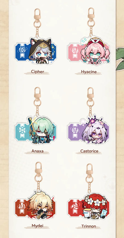 Honkai: Star Rail Pom-Pom Gallery Cipher Hyacine Anaxa Castorice Mydei and Trinnon acrylic charms