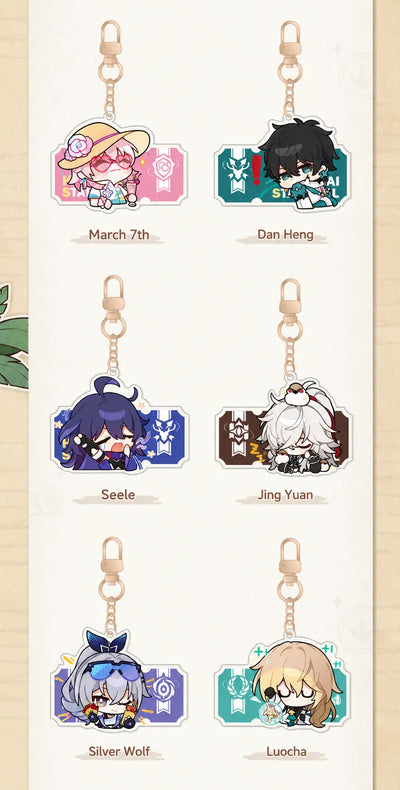 Honkai: Star Rail Pom-Pom Gallery Jingliu Topaz Fu Xuan Dan Heng • Imbibitor Lunae and Trailblazers acrylic charms